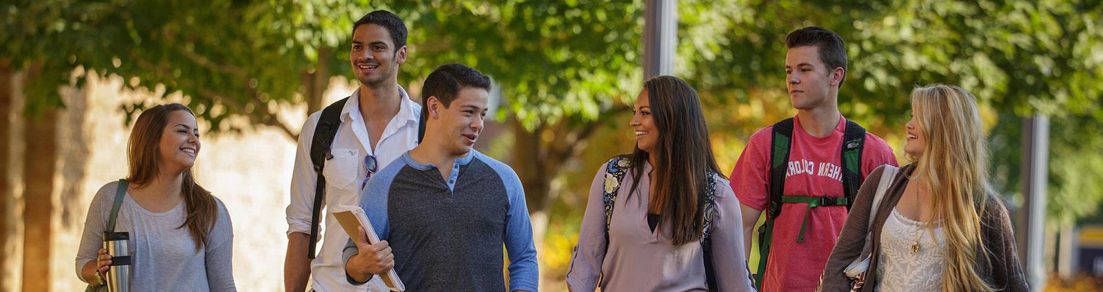 Students walking on campus